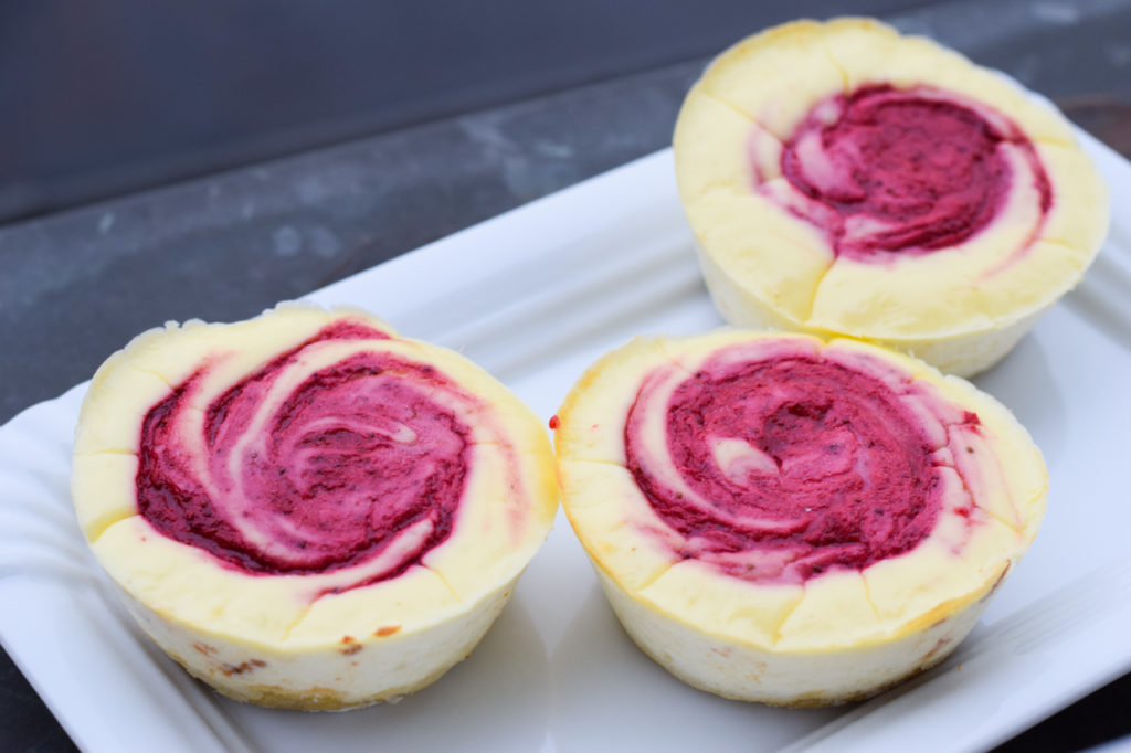 Low Carb Strawberry Swirl Cheesecakes