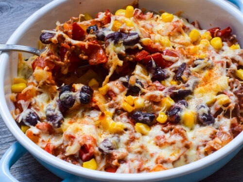 Überbackener Low Carb Tex-Mex-Auflauf Mexican Style